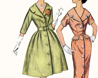 Vintage 1960 Womens MadMen Kleid Breit oder Schmaler Rock Breiter Kragen Schnittmuster Einfachheit 3321 60s Schnittmuster Gr 14 Oberweite 34