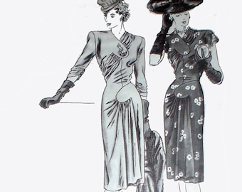 Patrón de costura de un exquisito vestido de noche o cóctel de una sola pieza, estilo vintage de los años 40, Vogue Couturier 231, estilo swing de los años 40, talla 14 B32.