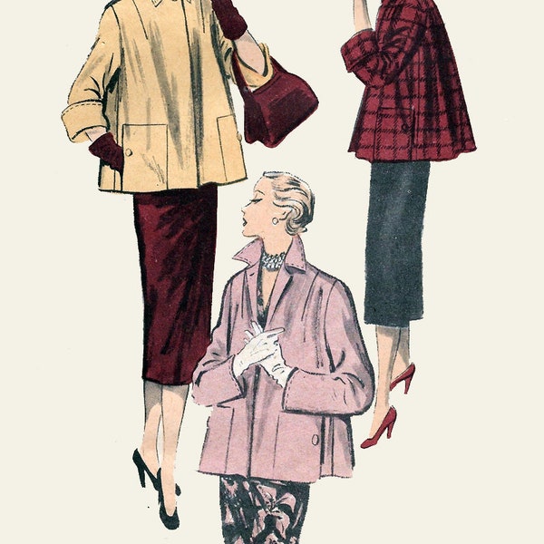 Vintage 1940s Misses GLAM CUFFED Shortie SWING Coat Sewing Pattern Advance 5728 40s Swing Era Pattern Size 14 Bust 32