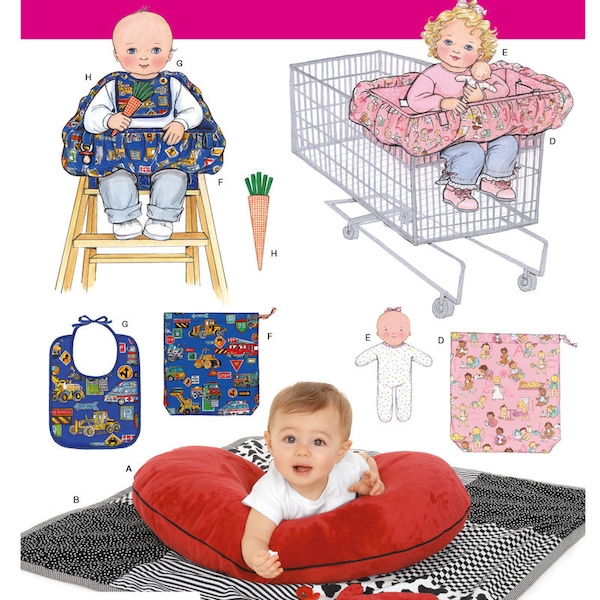 Baby Accessories High Chair Cover Cart Cover Pillow Bibs Doll Toy Sewing Pattern Simplicity 4225 Wrights Pattern by Teri One Size UNCUT