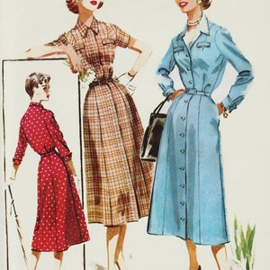 Vintage 50s Shirt Waist Dress Sewing Pattern. McCalls 3618 Size 12 Bust 32. UNCUT. image 1