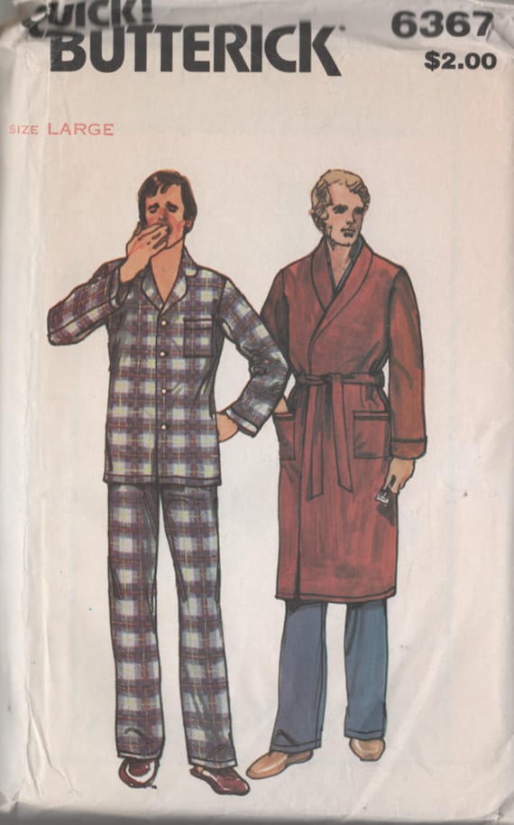 Vintage 1980s Pijama para hombre y roba Butterick 6367 Vintage 80s Patron de costura para hombre Tamano Lg Chest 42 44 SIN CORTAR Etsy Mexico