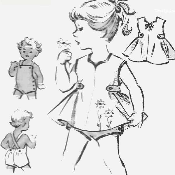Vintage 1950s Childs Embroidered SUNSUIT or SUNDRESS Sewing Pattern Mail Order Pattern P 281 Childrens 50s Sewing Pattern Size 3