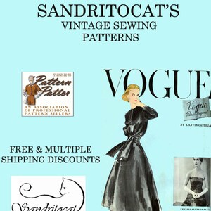 Vintage 50s ROCKABILLY Dress with Dipping Shawl Tie Back Neckline Sewing Pattern Size 14 Bust 32 image 4