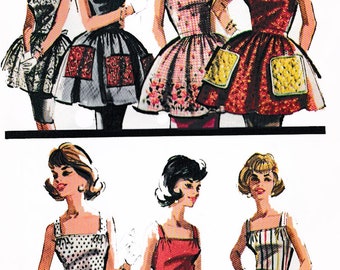 McCall's Sewing Pattern 6591, Instant Apron, Fitted Bodice, Full Apron, Cobbler Pockets, Miss Size Small 10-12, UNCUT