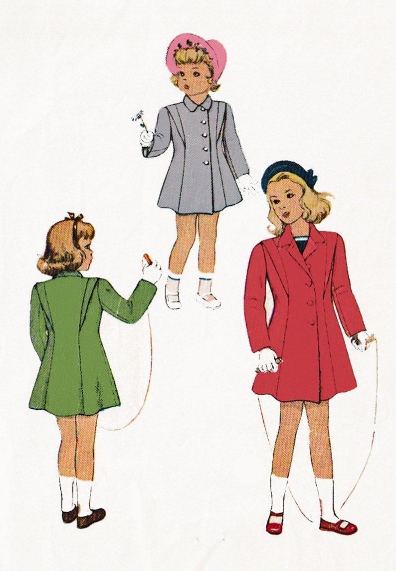 Vintage 1940s Cute Toddler Girls Princess Coat Sewing Pattern McCall 6568 Swing Era 40s Children's Pattern Size 1 image 1