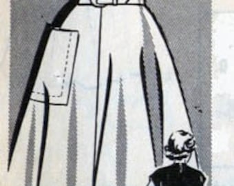 Vintage 1940s Dress SewingPattern w/ Keyhole Neckline, Lg Pocket, Fly Away Skirt Mail Order Pattern 8473 40s SWING ERA Style Size 11 Bust 29