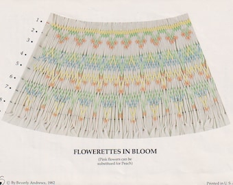 Vintage 80s Smocking Plate Heirloom Sewing Flowerettes in Bloom Beverly Andrews Smocking Plate