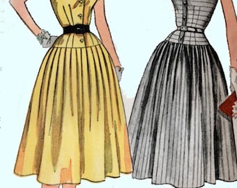 Vintage 1950s Dress Sewing Pattern with Fitted Dropped Waist Simplicity 3844 Vintage 50s ROCKABILLY Dress Pattern Size 14 UNCUT