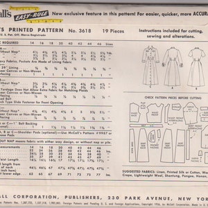 Vintage 50s Shirt Waist Dress Sewing Pattern. McCalls 3618 Size 12 Bust 32. UNCUT. image 3