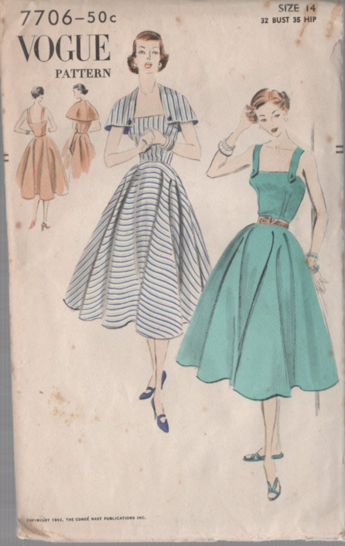 Vintage 1950s Sundress With Button on Cape Sewing Pattern - Etsy