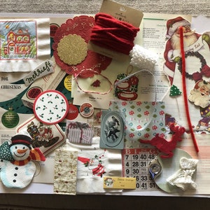 Oryginalny zestaw papierów świątecznych Ephemera Junk Journal Kit Mixed Media CHRISTMAS 38-częściowy zestaw klipartów do scrapbookingu A