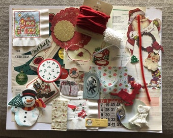 Vintage Original Ephemera CHRISTMAS Paper Pack Junk Journal Kit Mixed Media CHRISTMAS 38 Piece Scrapbook Clip Art Set A