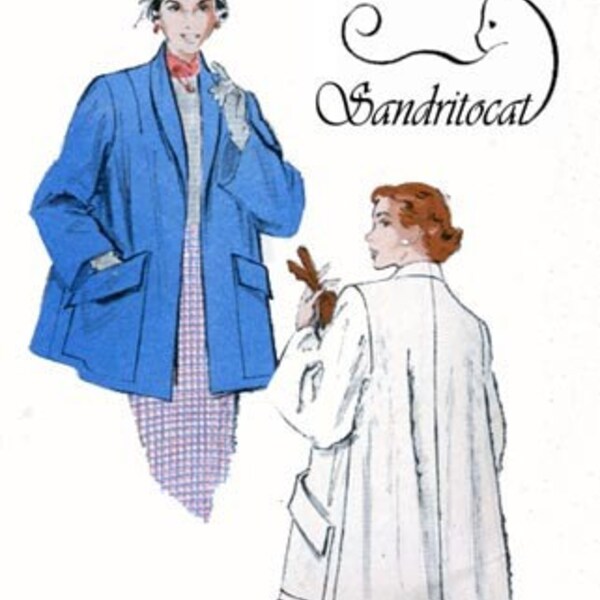 Vintage 1950s FLARED Topper SWING back Coat w/ HUGE Pockets Sewing Pattern Butterick 5625 Rockabilly 50s Sewing Pattern Size 14 Bust 32