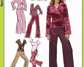 Misses' Pants and Hoodie Style Surplice Front Blouse Sewing Pattern Simplicity 4887 Size 4-10 UNCUT