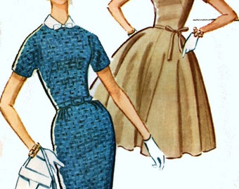 Vintage 1960s MadMen Dress w/ Full or Slim Skirt Sewing Pattern McCalls 5939 60s MOD Sewing Pattern Size 12 Bust 32