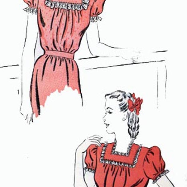 Vintage 1940s Square neckline Blouse Sewing Pattern Advance 3994 40s Swing Era Pattern Size 12 Bust 30