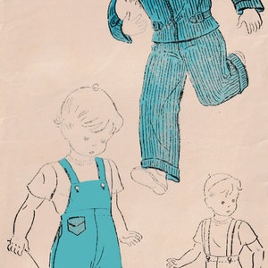 Vintage 1940s Children&#39;s Overalls and overall suit Sewing Pattern New York Pattern 1522 Children&#39;s 40s Sewing Pattern Size 4