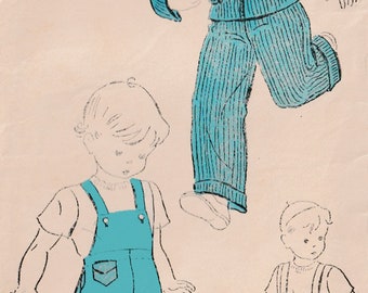 Vintage 1940s Children's Overalls and overall suit Sewing Pattern New York Pattern 1522 Children's 40s Sewing Pattern Size 4