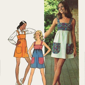 Vintage 70s Misses Mini Jumper Dress Sewing Pattern Simplicity 5511 1970s Retro Pattern Size 8 Bust 31.5 UNCUT