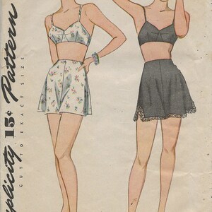 Vintage 1940s Lingerie Pattern Brassiere Bra Tap Panties Knickers Sewing Pattern Simplicity 4994 40s Swing Era Pattern Size 14 Bust 32 image 2