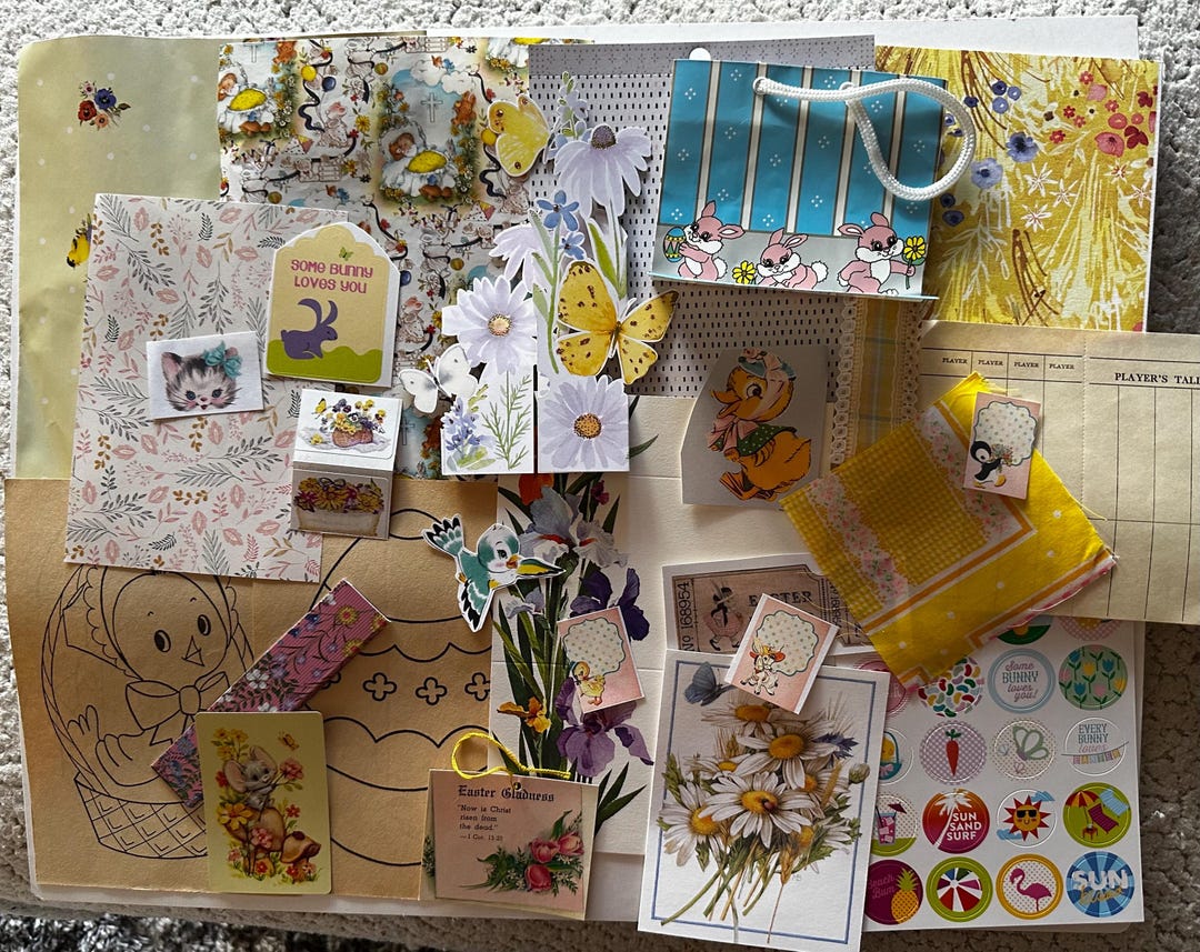 Vintage Ephemera EASTER Paper Pack Junk Journal Kit Mixed Media EASTER ...