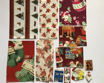 Vintage Original Ephemera CHRISTMAS wrapping paperm Girft tags and seals 1