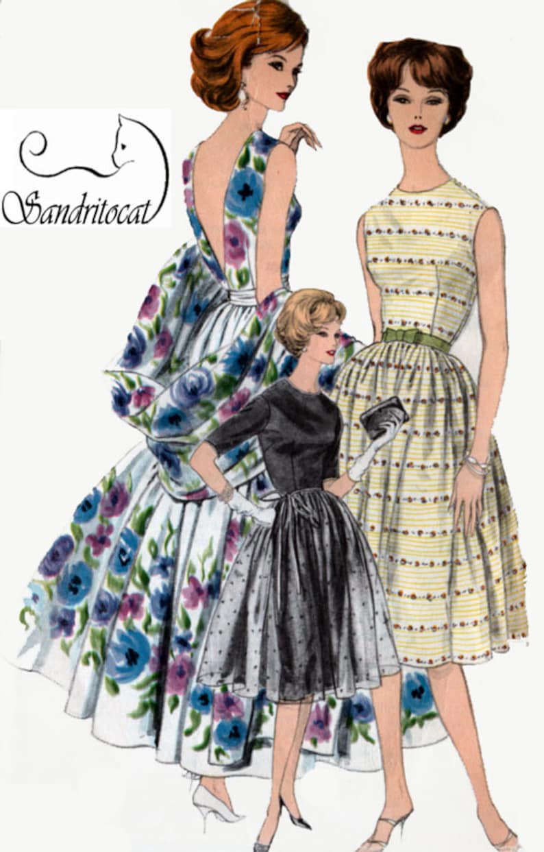 Vintage 1960s Cocktail or Evening Dress, Deep V Back and Stole Wrap Sewing Pattern Vogue 9991 60s Madman Pattern Size 14 Bust 33 UNCUT image 1