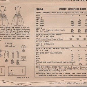 Vintage jaren 1950 jurk naaipatroon met gemonteerde verlaagde taille eenvoud 3844 Vintage jaren 50 ROCKABILLY jurk patroon maat 14 UNCUT afbeelding 3