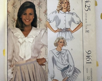 Vintage 1980s Laura Ashley Romantic Blouses Sewing Pattern McCall's 9461 80s Size 12-16 B34-38 UNCUT