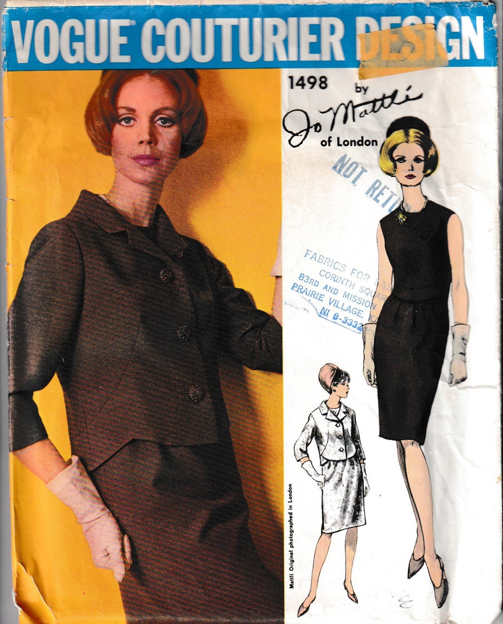 Vintage 60s Madmen One Piece Dress Jacket Sewing Pattern Etsy