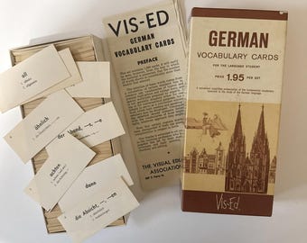 Vintage Ephemera Tyska Språkord Flash Cards Set med 20 kort Skräpjournal Blandade Teknik Scrapbook Clip Art