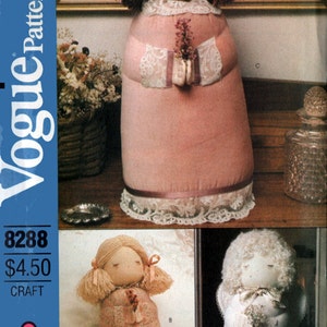 Vintage 1980s Stuffed Decorative Doll Sewing Pattern Vogue 80s Craft Pattern 8288 UNCUT image 1