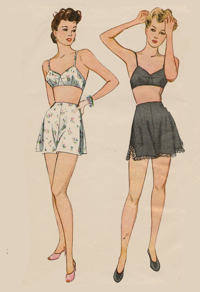 Vintage 1940s Lingerie Pattern Brassiere Bra Tap Panties Knickers Sewing Pattern Simplicity 4994 40s Swing Era Pattern Size 14 Bust 32 image 1