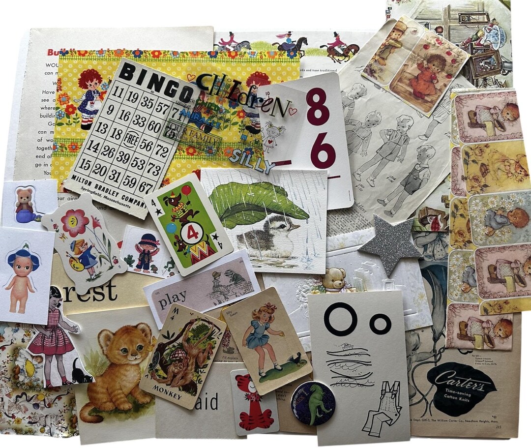Vintage Ephemera CHILDREN Paper Pack Junk Journal Kit Mixed Media ...