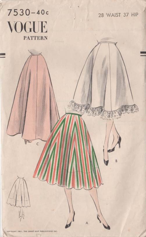 Vintage 1950s Petticoat Slip Lingerie Sewing Pattern Vogue - Etsy