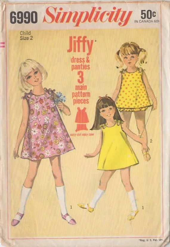 Vintage 1960s Toddler Girls Shoulder Tied A Line Dress With