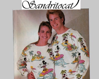 Vintage 1980s Unisex Mens or Womens Loose fitting Sweatshirt Sewing Pattern Simplicity 7919 80s Sewing Pattern Size Medium UNCUT