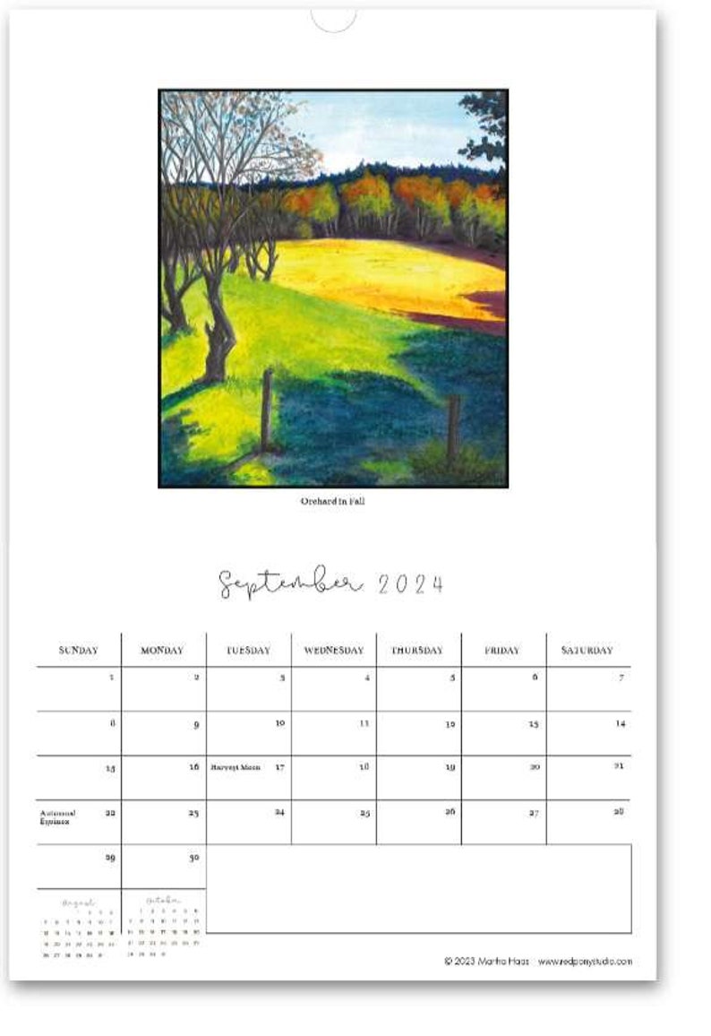 Vermont Watercolor Wall Calendar 2024 Etsy