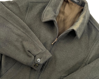 VTG Sar-Felice Bomber Jacket Mens L Green Wool Cashmere Full Zip Italian Fabric