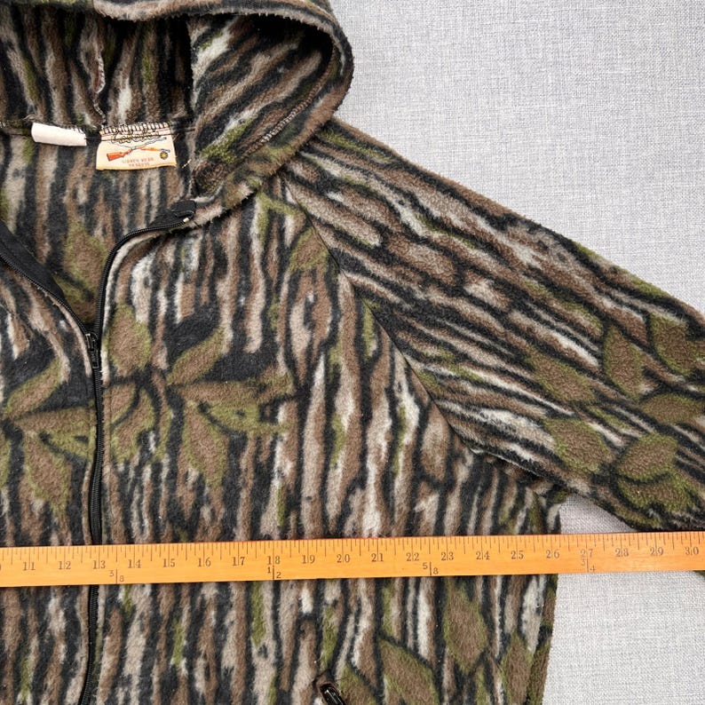 VTG Y2K Cabelas Treebark Hooded Camo Fleece Jacket Men XXL Mossy Oak Hunting USA image 7
