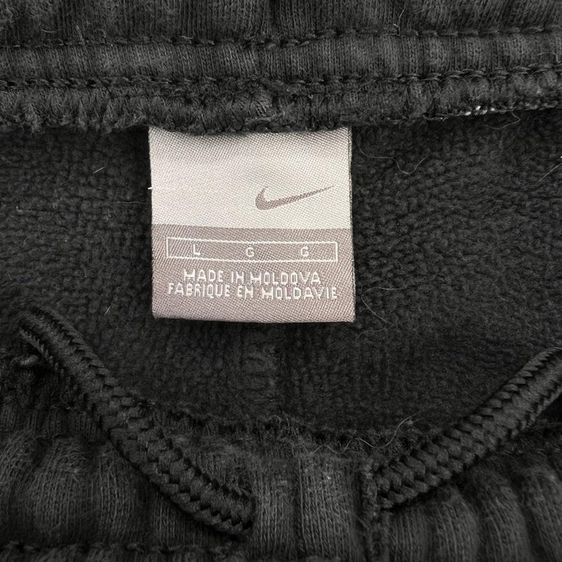 VTG Y2K Nike Fleece Sweatpants Joggers Men Large Black Athletic Lounge Swoosh image 4