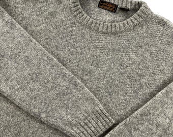 VTG Eddie Bauer Fisherman Sweater Mens XLT Gray Wool Blend Crewneck Cottage