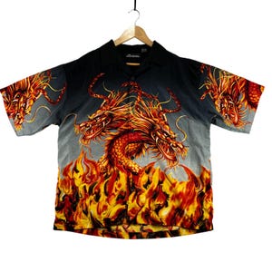 Vintage Y2k Flame Button Up - Etsy