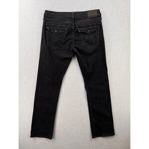 True Religion Ricky Relaxed Straight Jeans Mens 36x31 Black USA Made Denim Flaps image 2