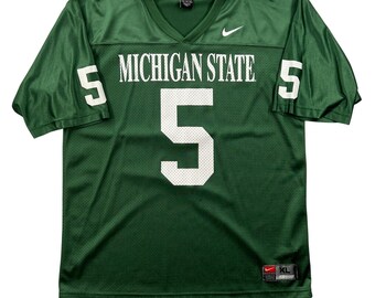VTG Nike Michigan State Football Jersey Mens XL Green #5 Spartans Gameday Mesh