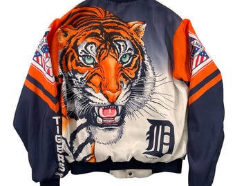 Vintage '89 Chalk Line Fanimation Detroit Tigers MLB Bomber Jacket Mens Medium
