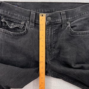 True Religion Ricky Relaxed Straight Jeans Mens 36x31 Black USA Made Denim Flaps image 11