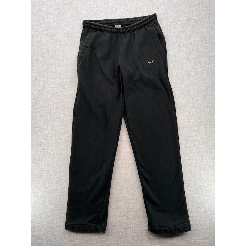 VTG Y2K Nike Fleece Sweatpants Joggers Men Large Black Athletic Lounge Swoosh image 1