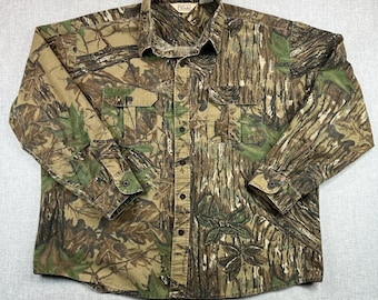 Camisa vintage de camuflaje Realtree de Walls, estilo años 90, talla XXL, fabricada en EE. UU., ropa de trabajo para caza, tejido ripstop, estilo Y2K.